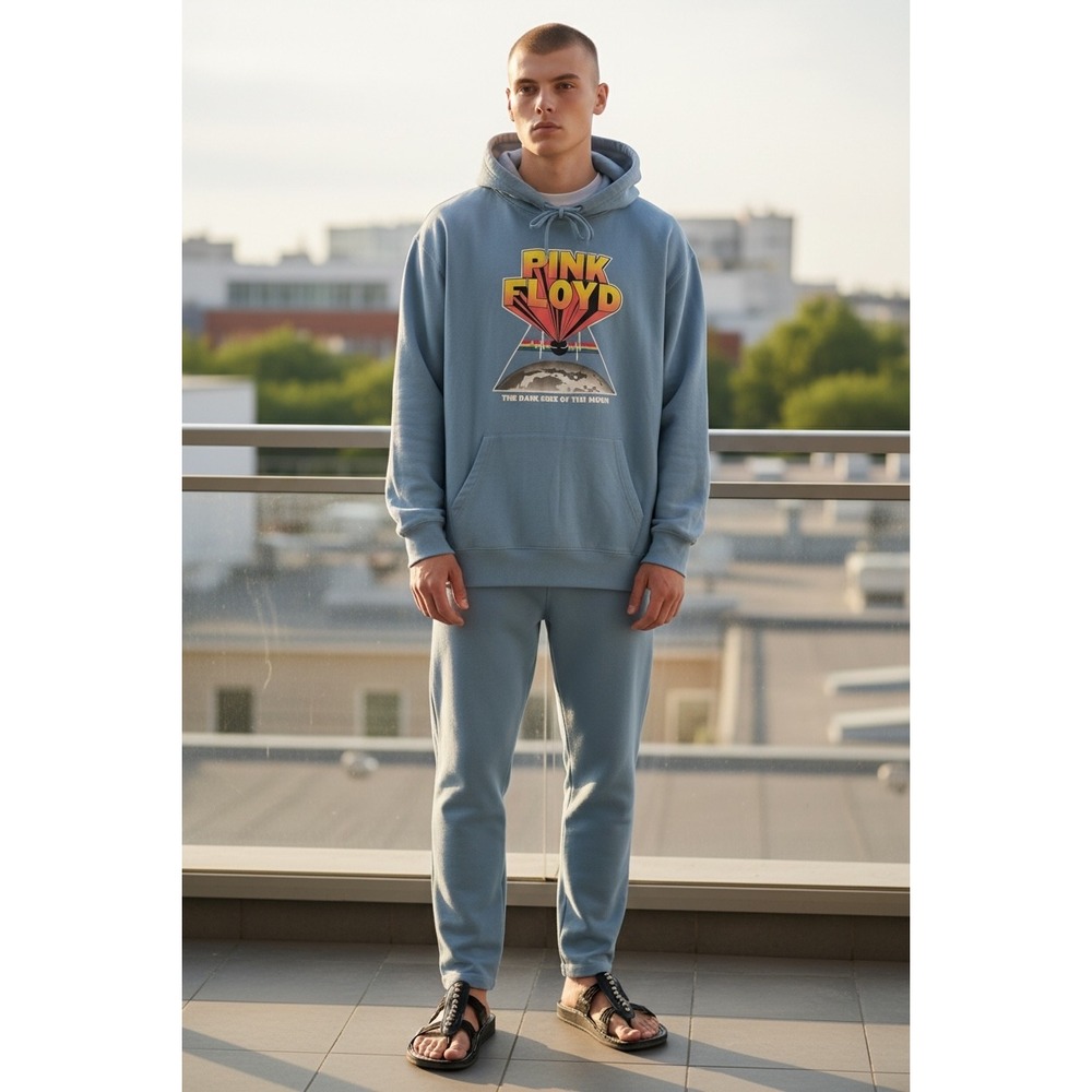 Pink Floyd Dark Side of the Moon Graphic Hoodie Blue Rock Band Sweatshirt - Picture 2 of 16